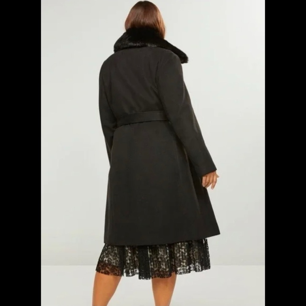 ✨ HP ✨ Double-Breasted ✨ Fleece Fur-Collared Trench Coat (14/16) ✨ - Picture 2 of 3